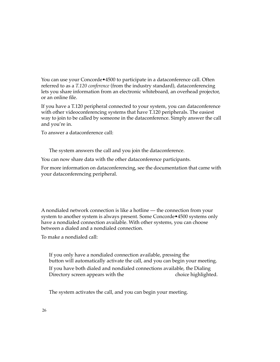 Joining a dataconference call, Making a nondialed call | PictureTel 4500 User Manual | Page 32 / 114
