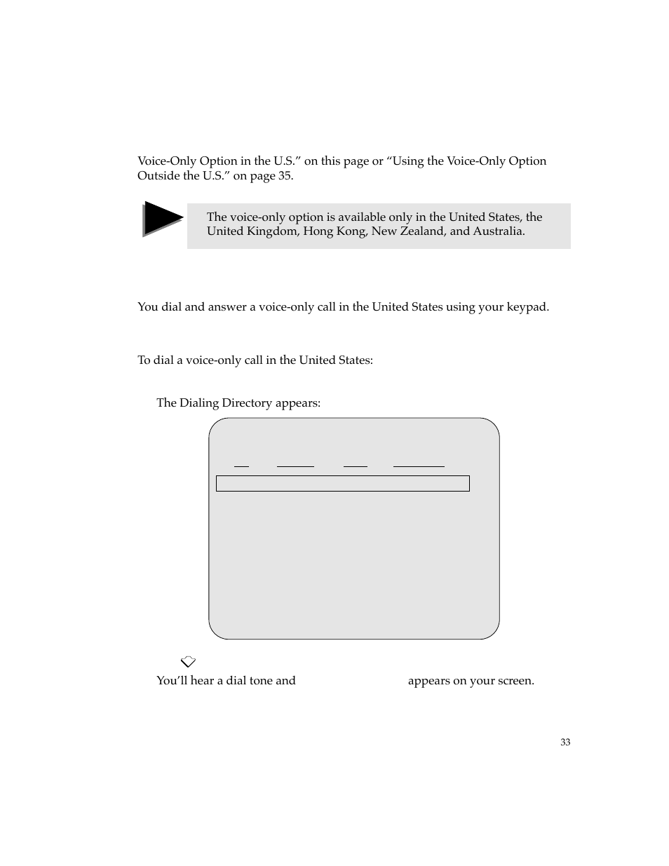 Using the voice-only option in the u.s, Dialing a voice-only call | PictureTel 4500 User Manual | Page 39 / 114