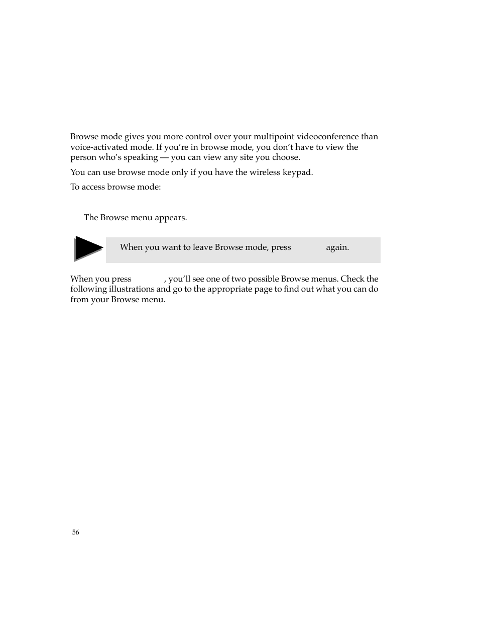 Using browse mode | PictureTel 4500 User Manual | Page 62 / 114