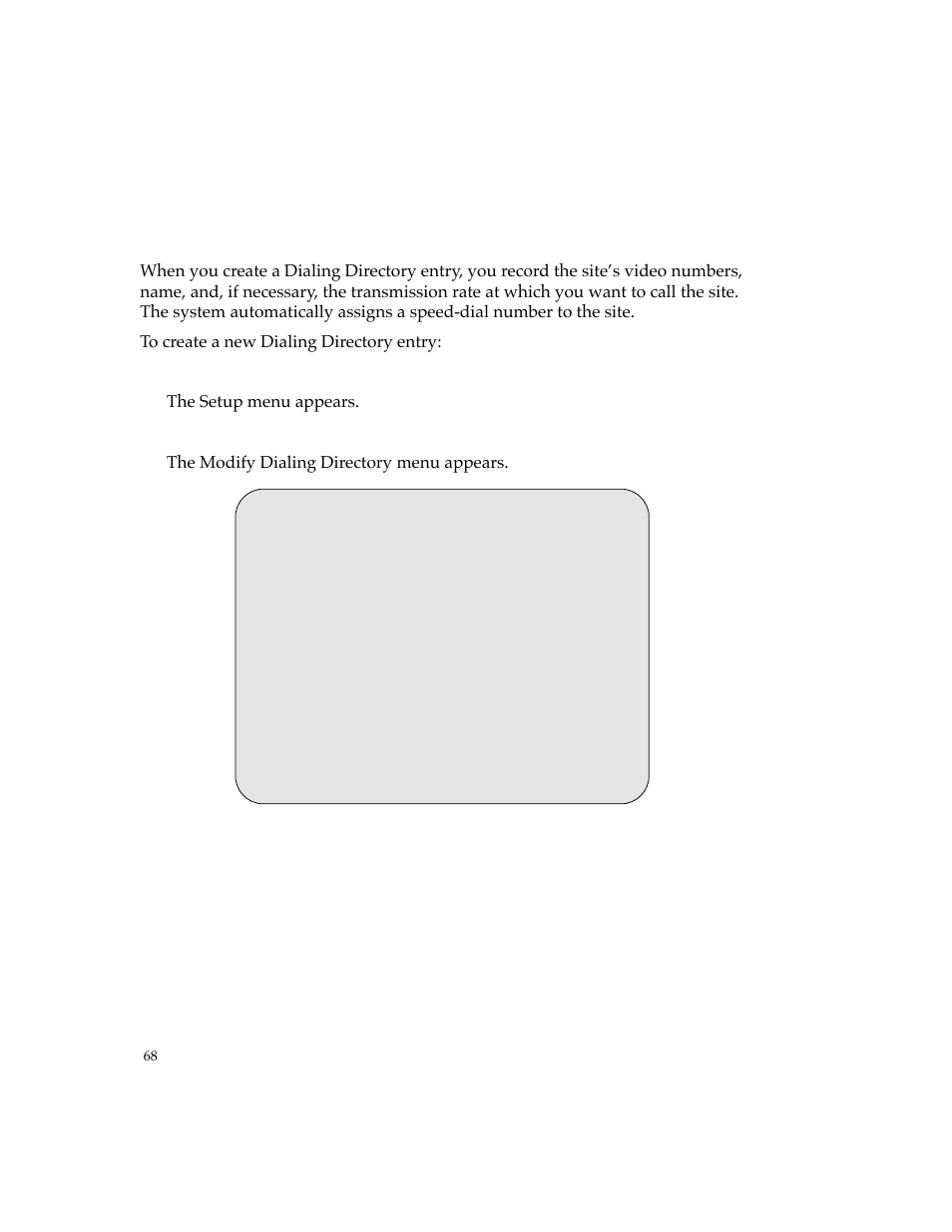 Creating a dialing directory entry | PictureTel 4500 User Manual | Page 74 / 114