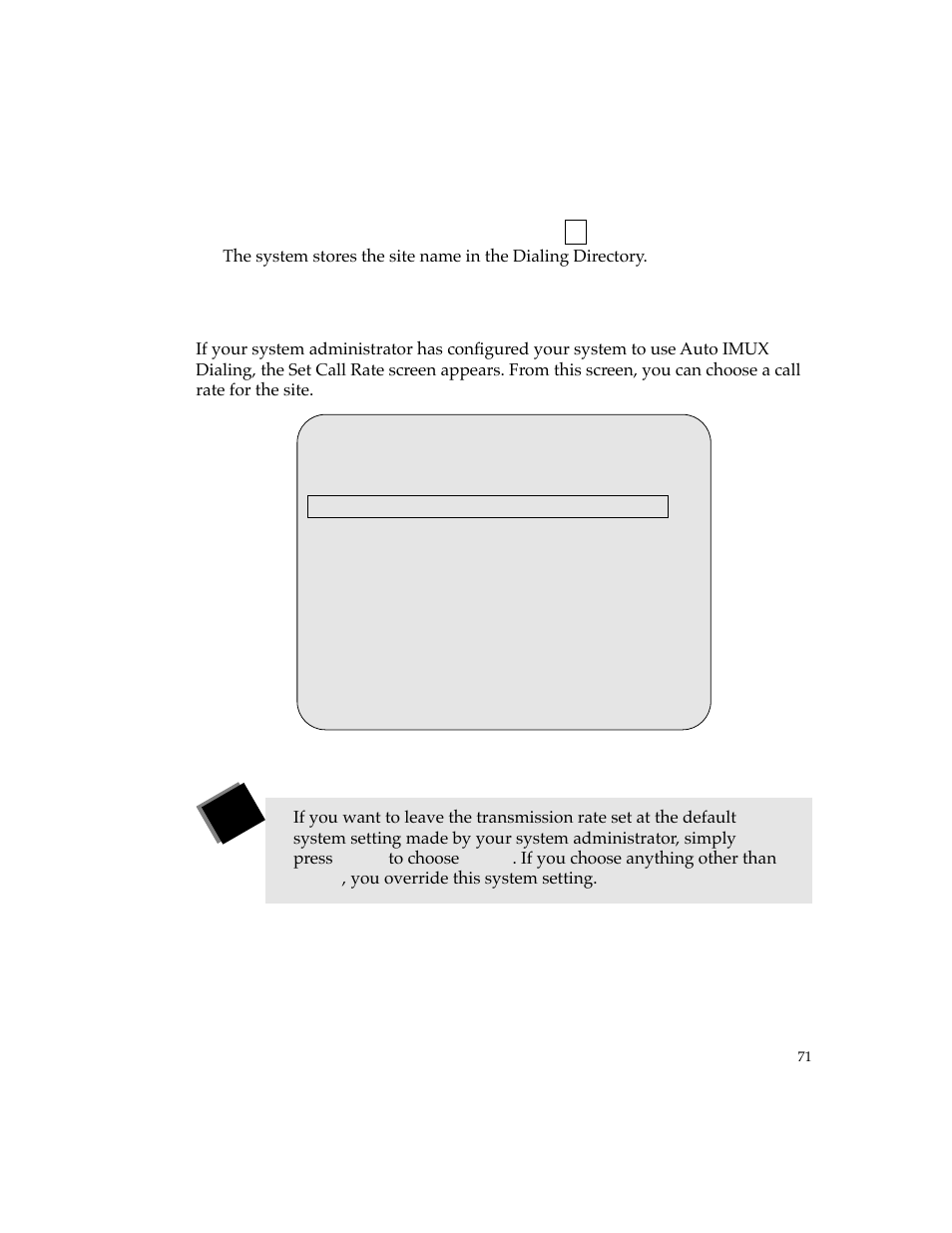 Choosing a call rate for the site | PictureTel 4500 User Manual | Page 77 / 114