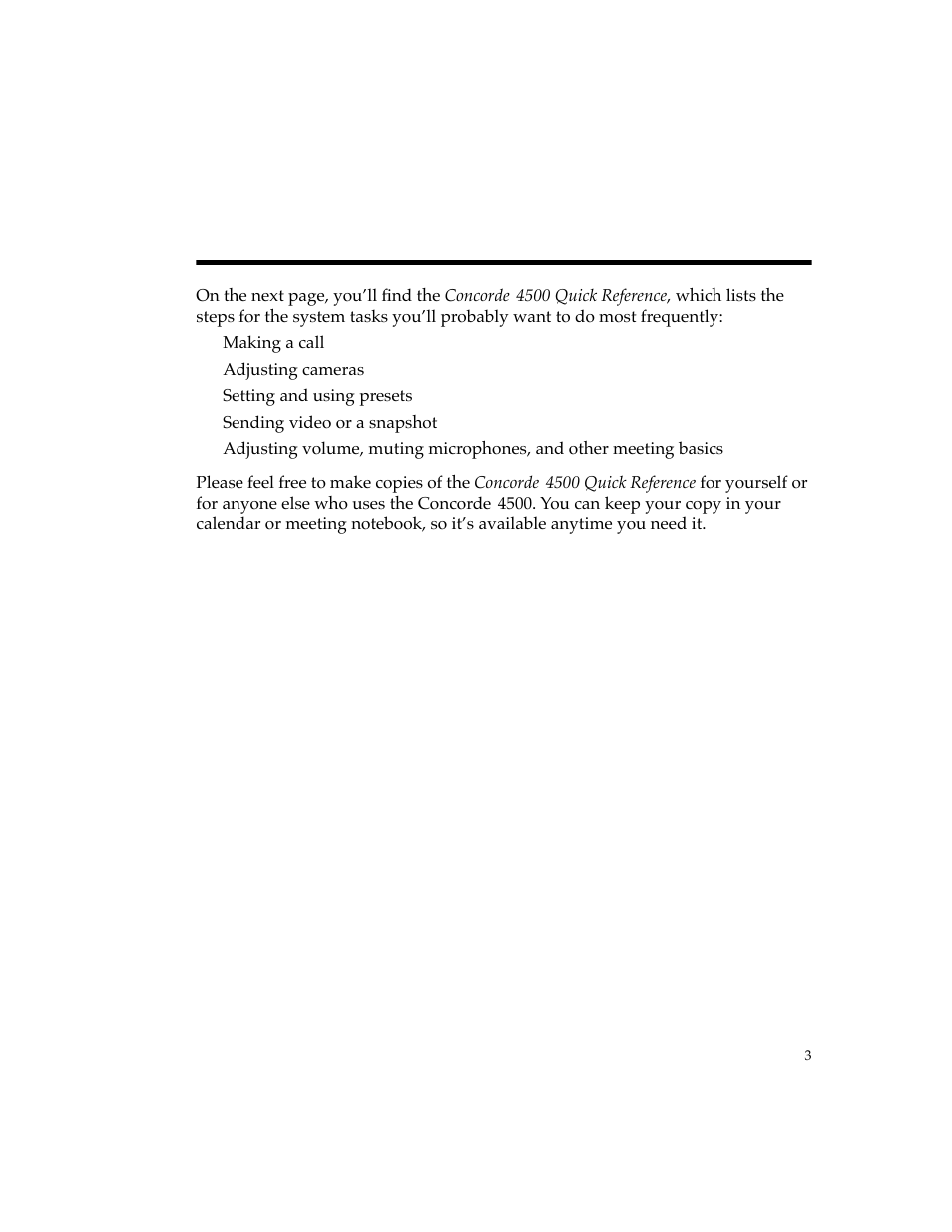 Concorde•4500 quick reference, Concorde¥4500 quick reference | PictureTel 4500 User Manual | Page 9 / 114