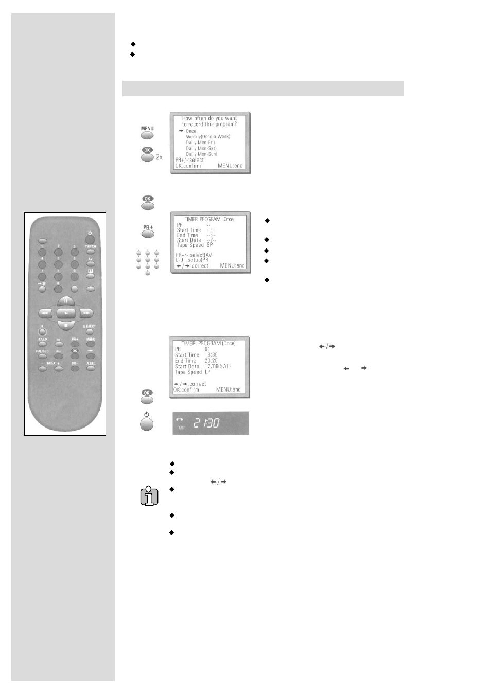 Mo r e, Normal timer recording | Palsonic VCR2120 User Manual | Page 12 / 25