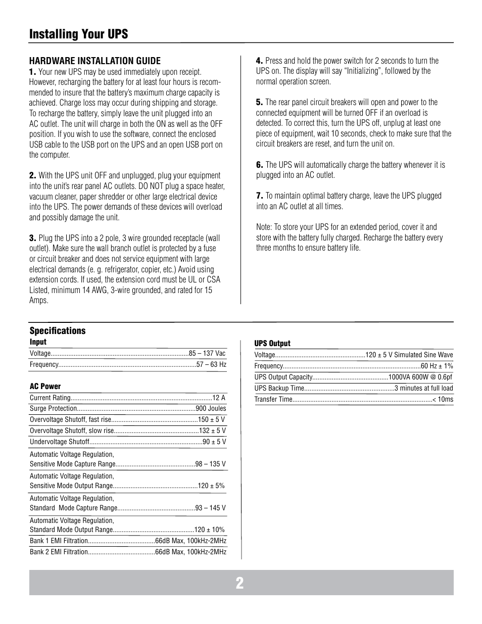 Installing your ups | Panamax BANKS WIRING MB1000 User Manual | Page 4 / 45