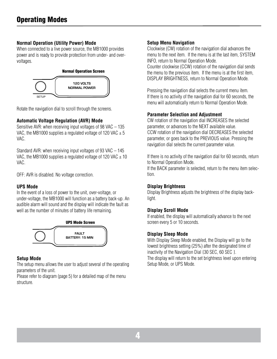 Operating modes | Panamax BANKS WIRING MB1000 User Manual | Page 6 / 45