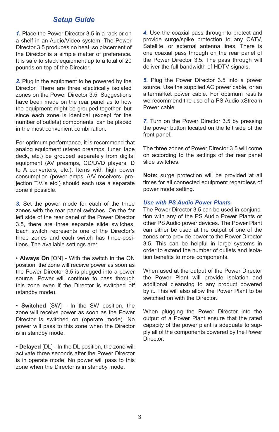 Setup guide | PS Audio PD 3.5 User Manual | Page 3 / 8