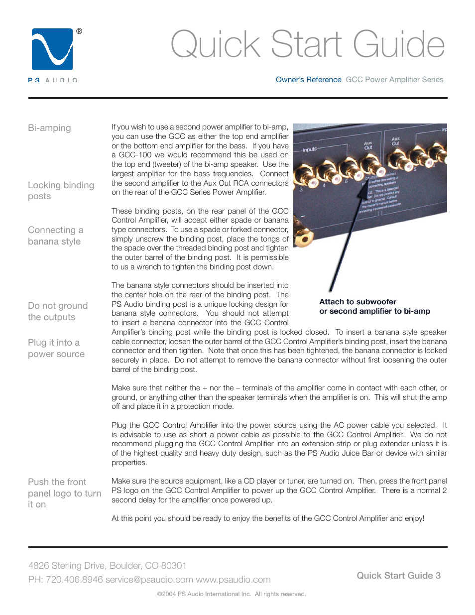 Quick start guide | PS Audio GCC-250 User Manual | Page 7 / 20