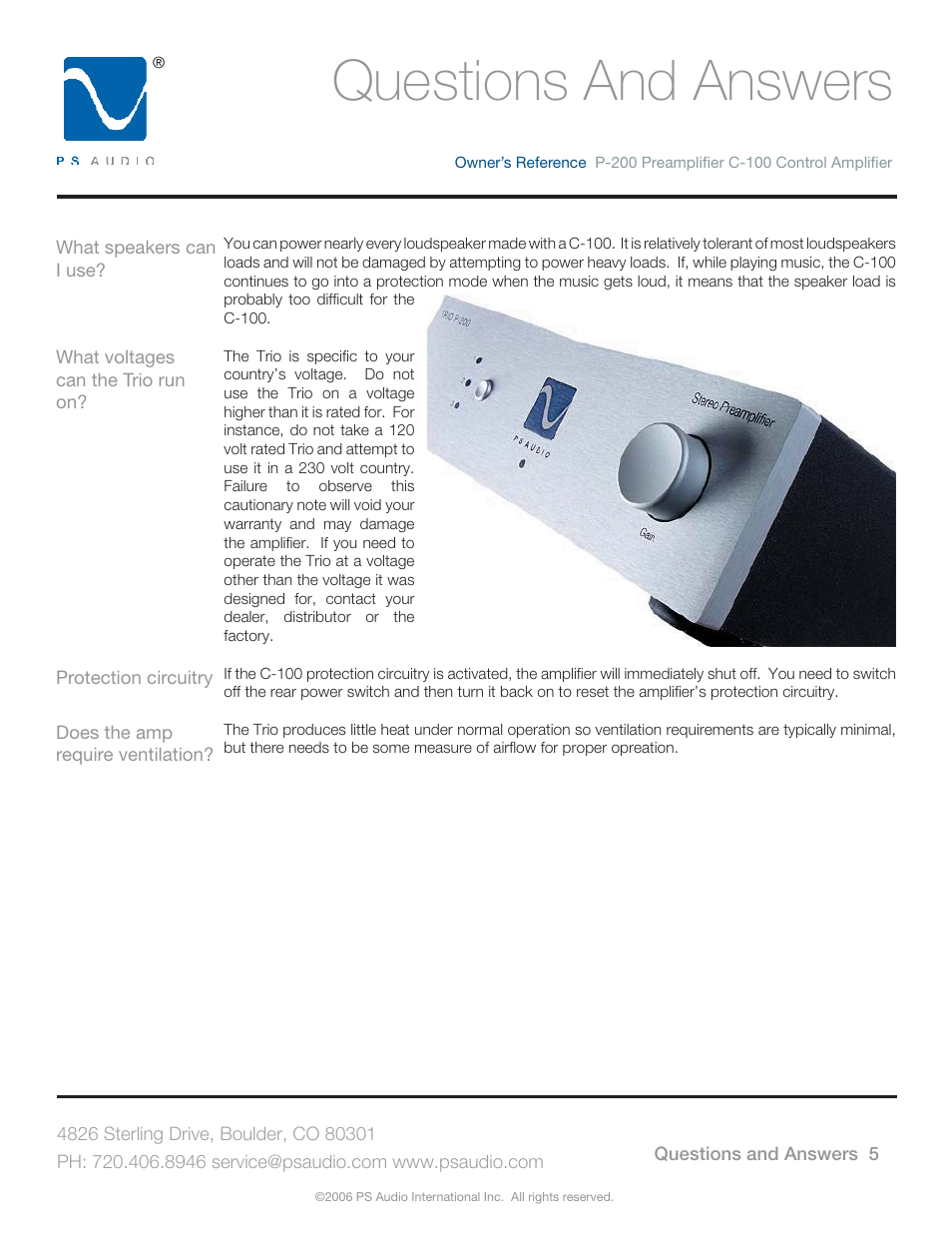 Questions and answers | PS Audio TRIO C-100 User Manual | Page 9 / 16