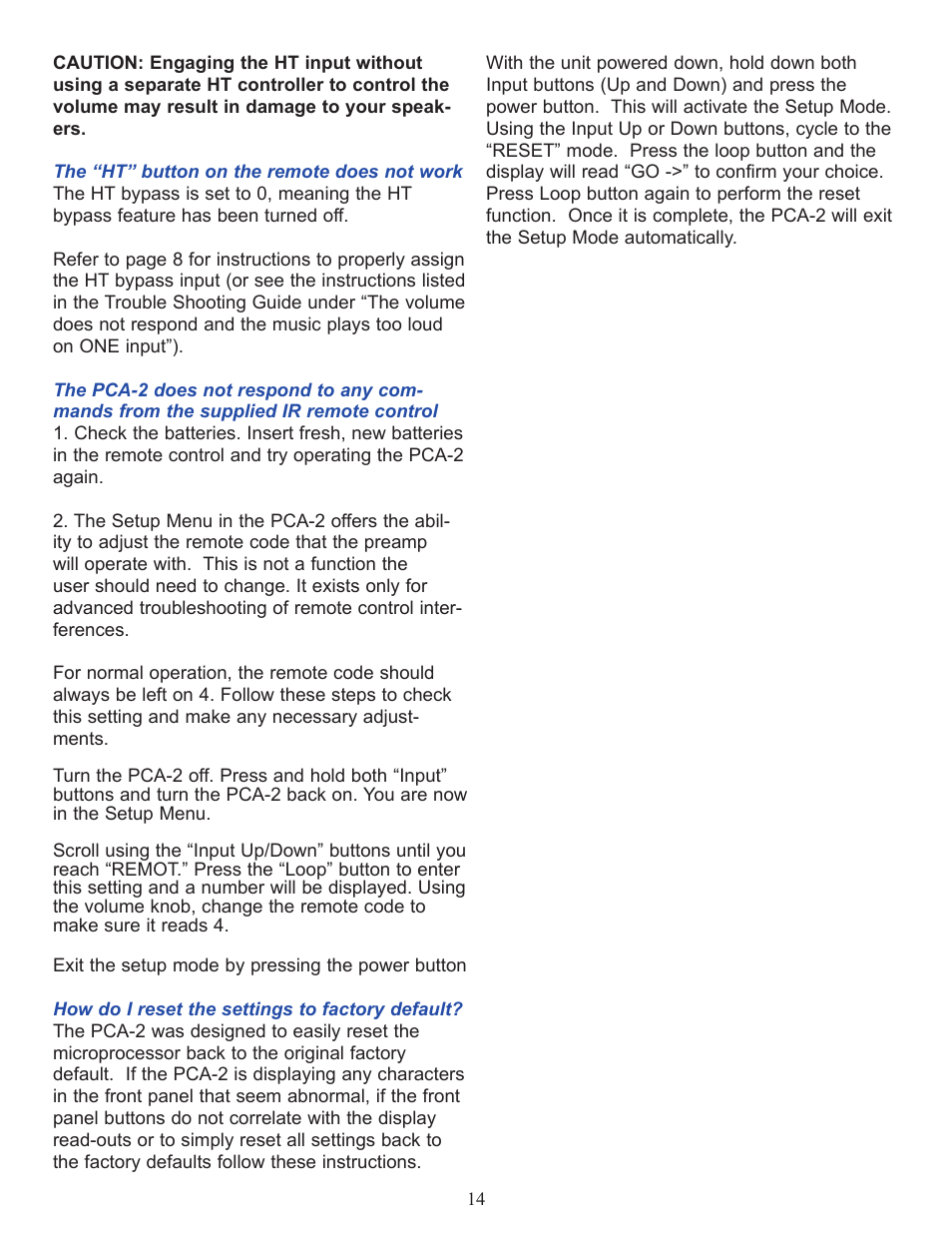 PS Audio PCA-2 User Manual | Page 14 / 16