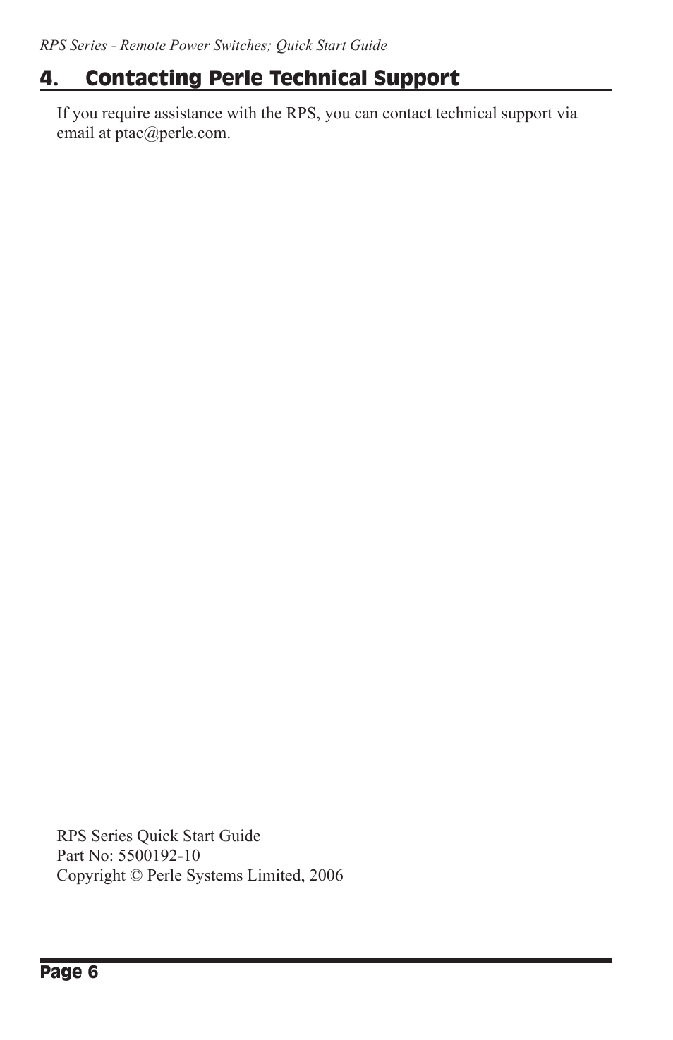 Contacting perle technical support | Perle Systems RPS830 User Manual | Page 6 / 8