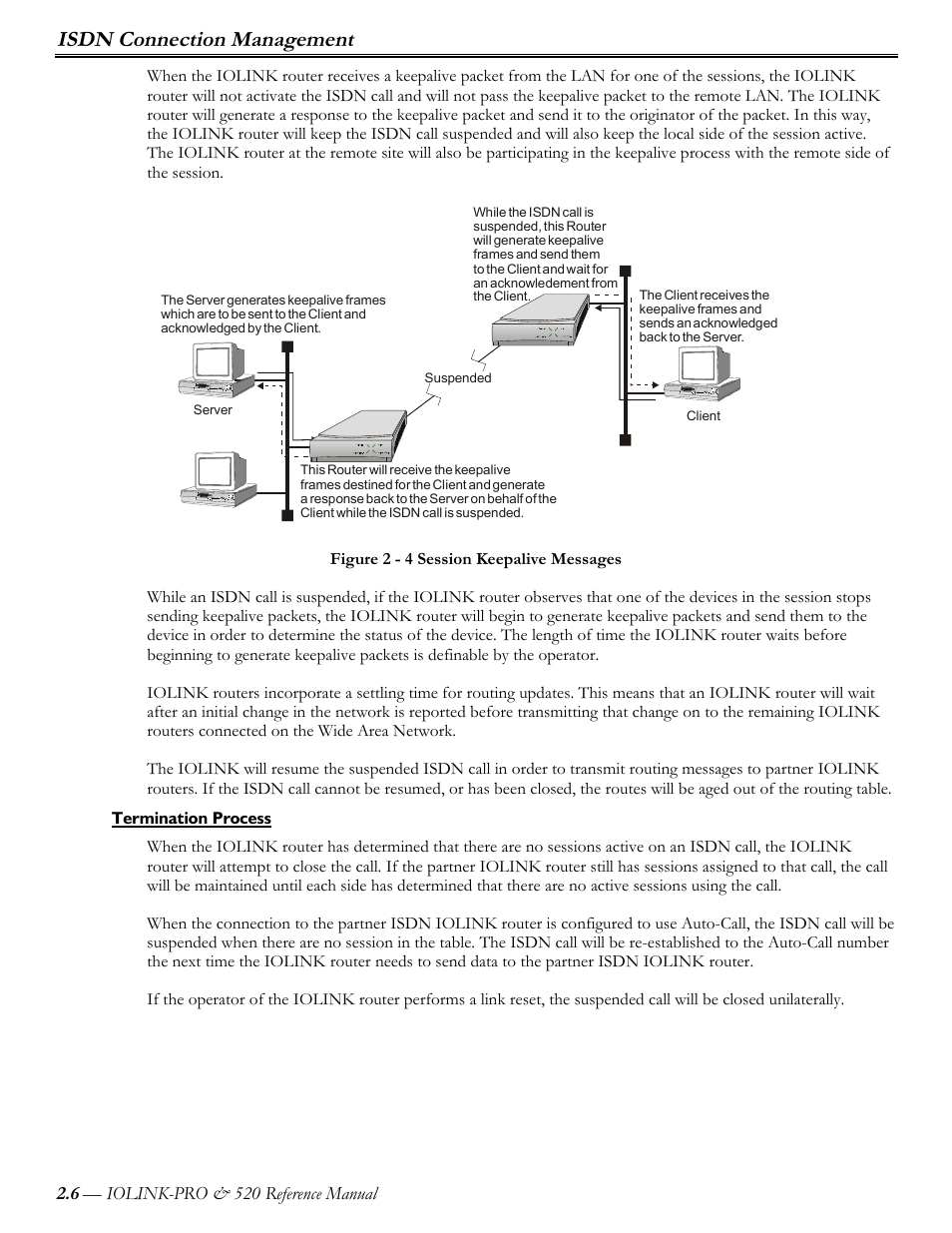 Termination process, Isdn connection management | Perle Systems IOLINK-PRO IOLINK-520 User Manual | Page 27 / 80