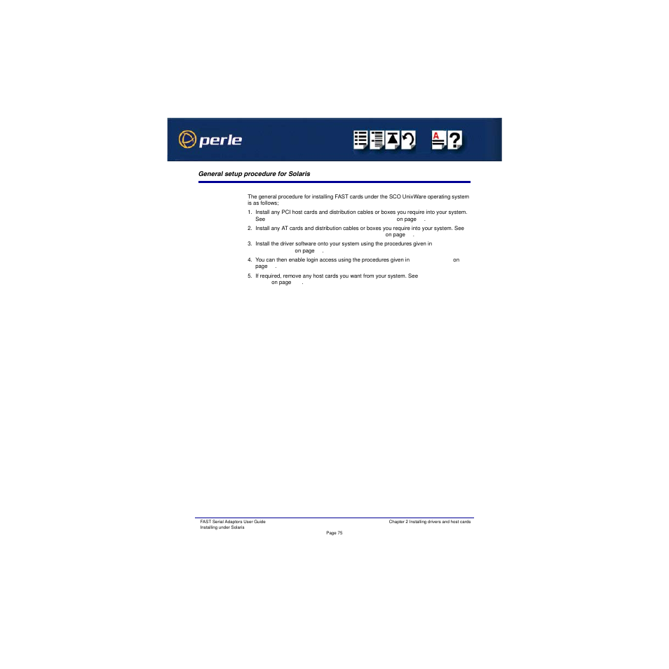 General setup procedure for solaris | Perle Systems Adaptors User Manual | Page 75 / 129