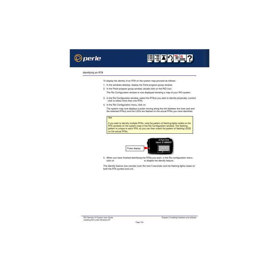 Identifying an rta | Perle Systems RIO 5500036-17 User Manual | Page 104 / 327