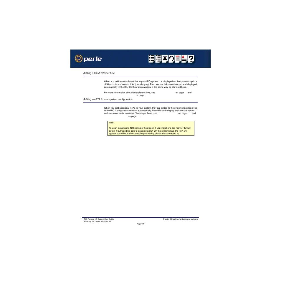 Adding a fault tolerant link, Adding an rta to your system configuration | Perle Systems RIO 5500036-17 User Manual | Page 106 / 327