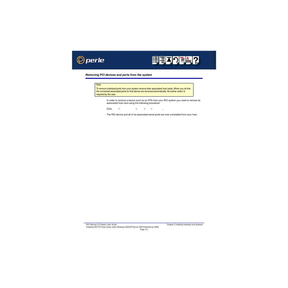 Removing pci devices and ports from the system | Perle Systems RIO 5500036-17 User Manual | Page 121 / 327