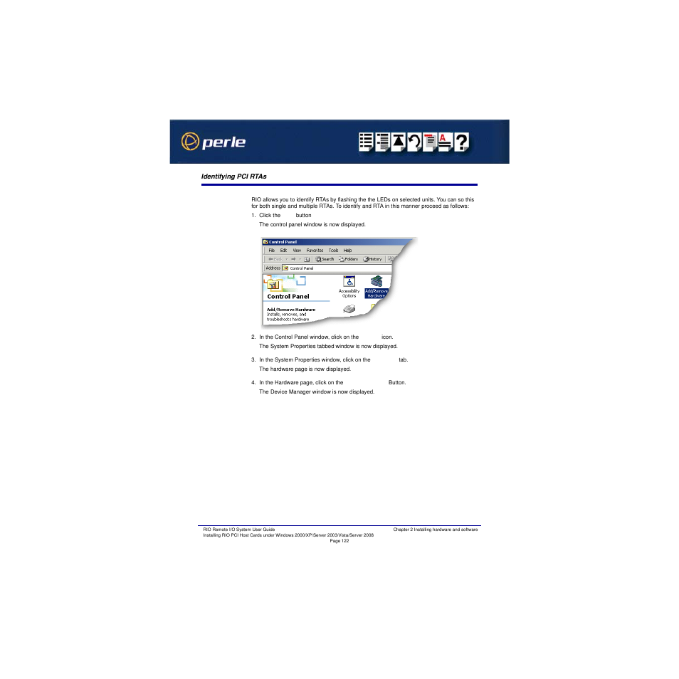 Identifying pci rtas | Perle Systems RIO 5500036-17 User Manual | Page 122 / 327