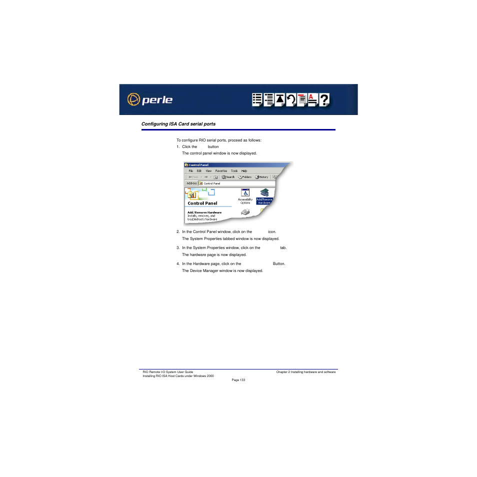 Configuring isa card serial ports | Perle Systems RIO 5500036-17 User Manual | Page 133 / 327