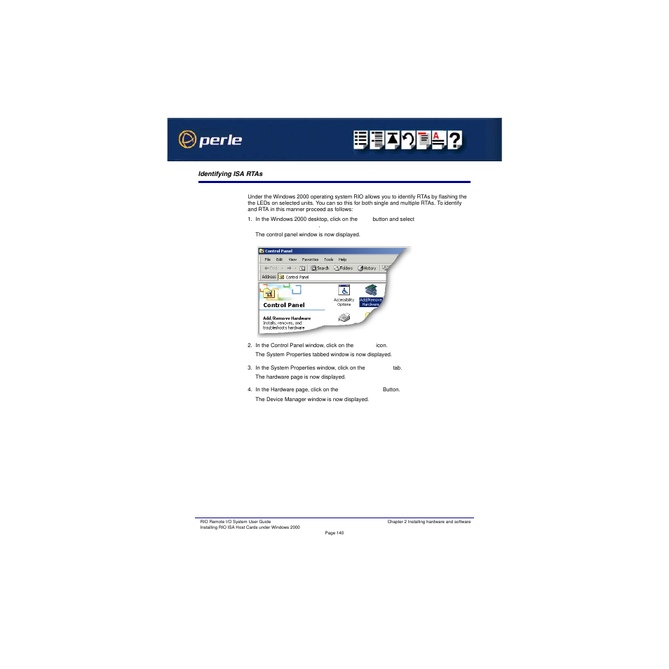 Identifying isa rtas | Perle Systems RIO 5500036-17 User Manual | Page 140 / 327