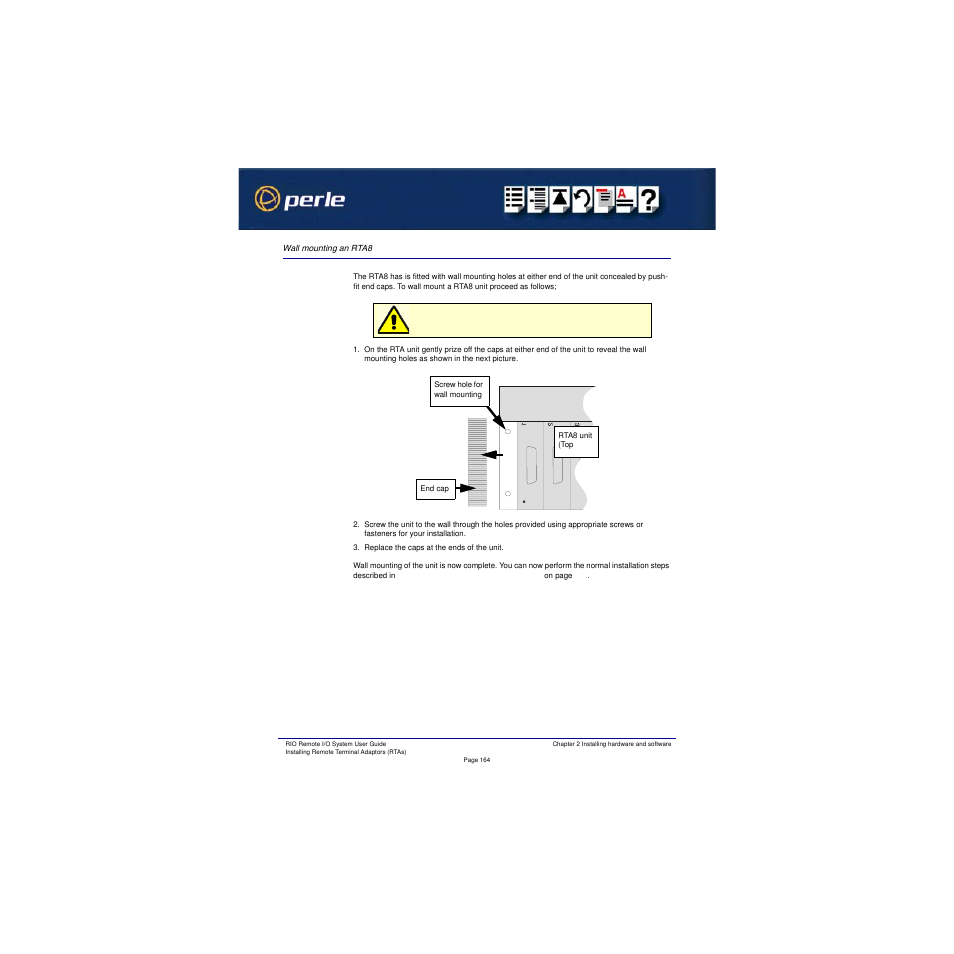 Wall mounting an rta8, Wall mounting an, Rta8 | Perle Systems RIO 5500036-17 User Manual | Page 164 / 327