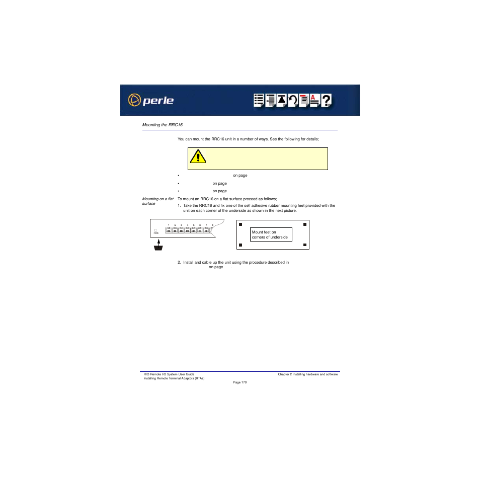 Mounting the rrc16 | Perle Systems RIO 5500036-17 User Manual | Page 170 / 327