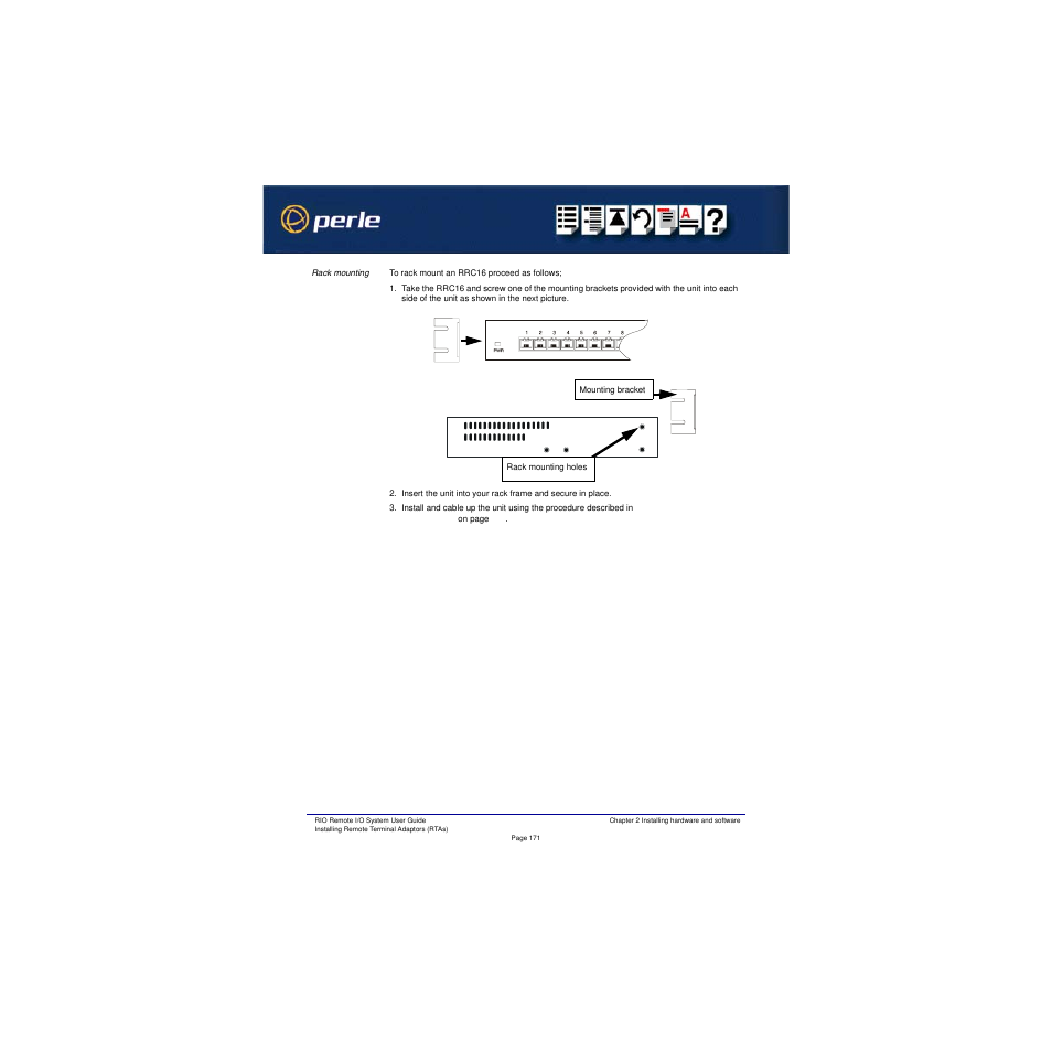Rack mounting | Perle Systems RIO 5500036-17 User Manual | Page 171 / 327