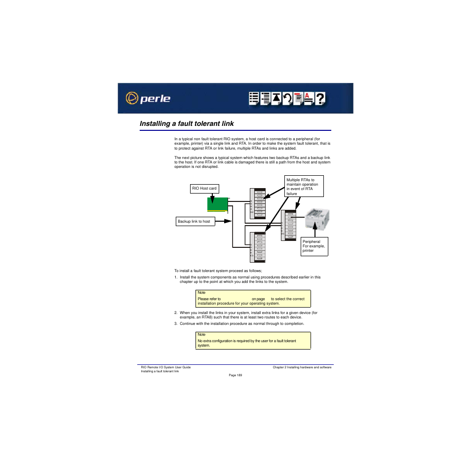 Installing a fault tolerant link | Perle Systems RIO 5500036-17 User Manual | Page 189 / 327