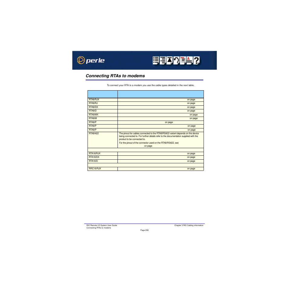 Connecting rtas to modems | Perle Systems RIO 5500036-17 User Manual | Page 208 / 327