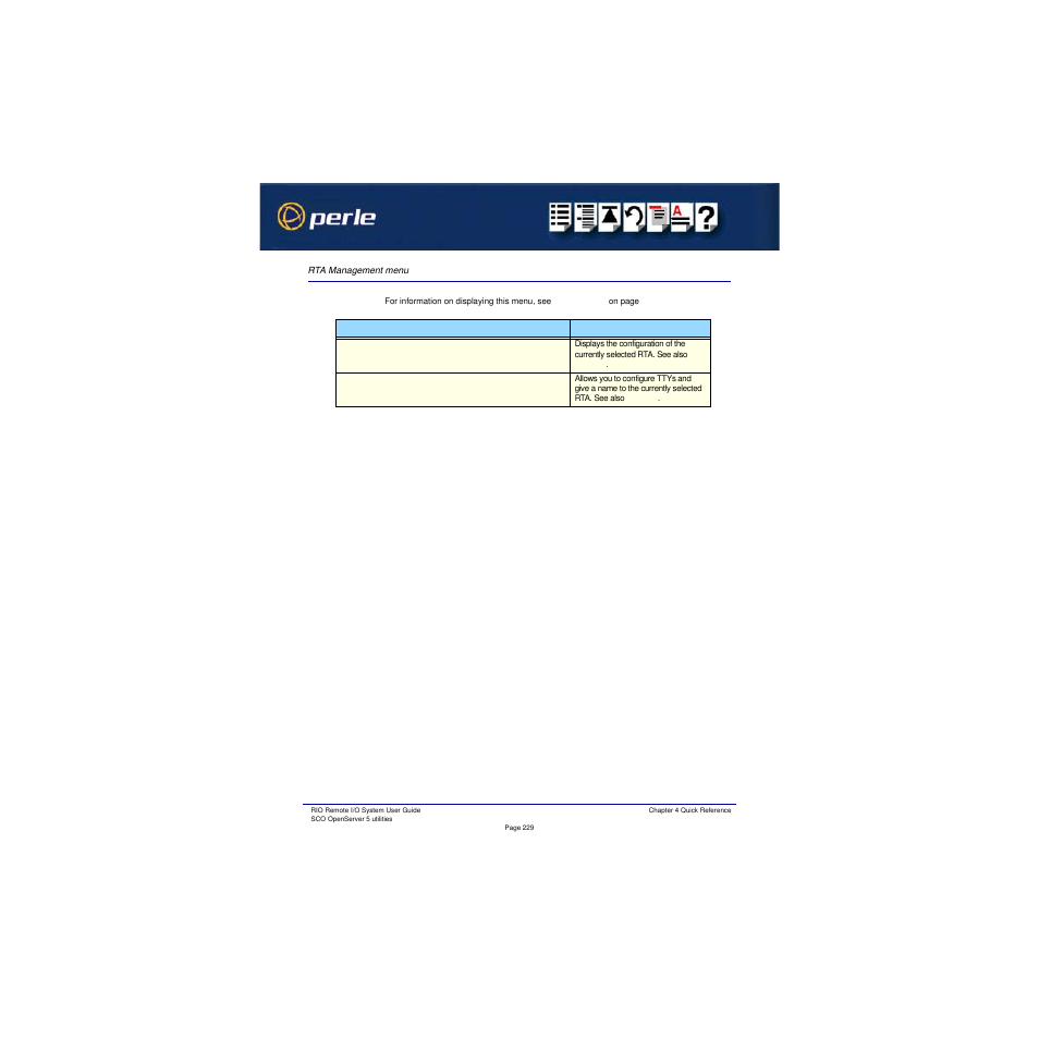 Rta management menu | Perle Systems RIO 5500036-17 User Manual | Page 229 / 327