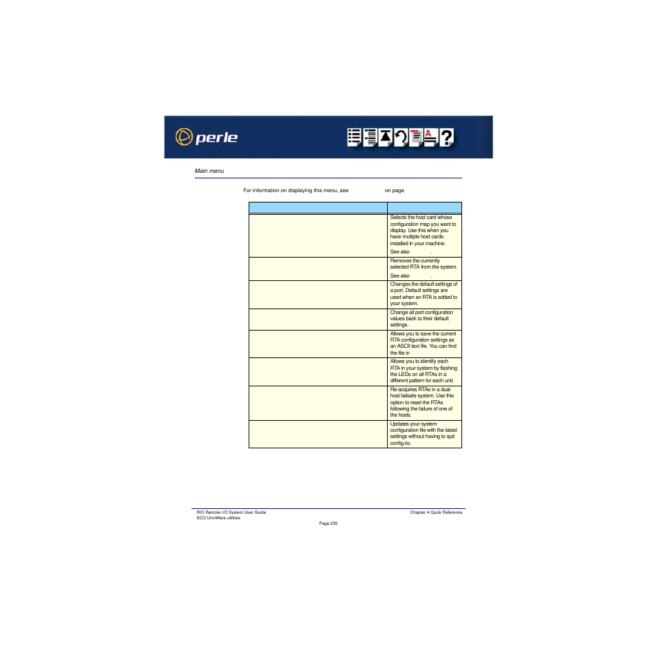 Main menu | Perle Systems RIO 5500036-17 User Manual | Page 235 / 327