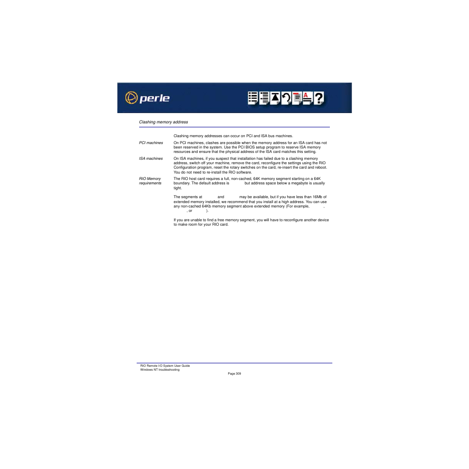 Clashing memory address | Perle Systems RIO 5500036-17 User Manual | Page 309 / 327