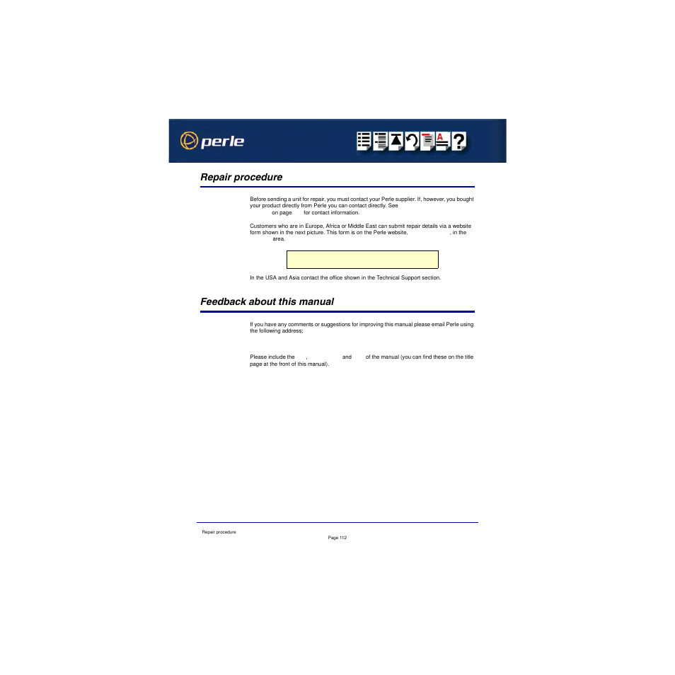 Repair procedure, Feedback about this manual, Repair procedure feedback about this manual | Perle Systems RIO 5500036-17 User Manual | Page 322 / 327