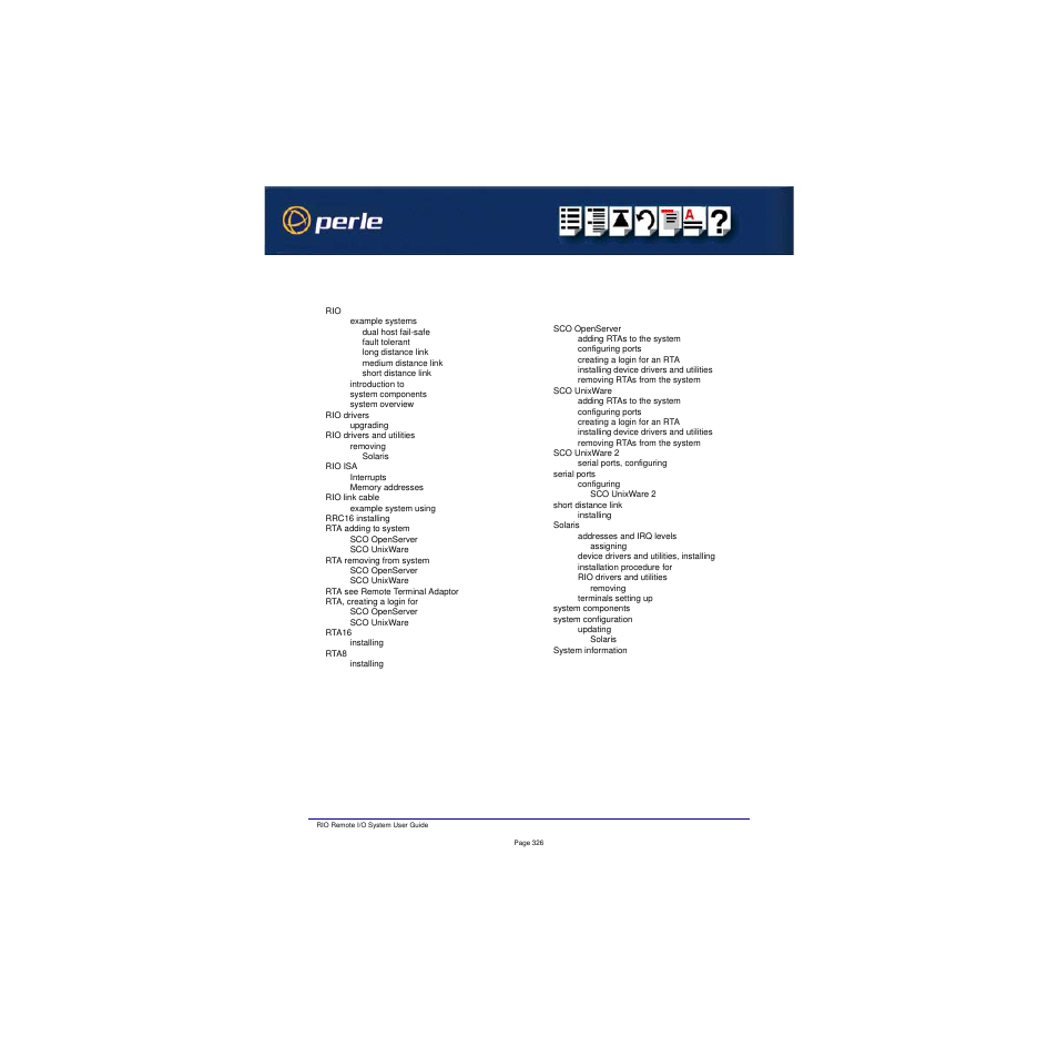 I j k l m n o p q r s | Perle Systems RIO 5500036-17 User Manual | Page 326 / 327