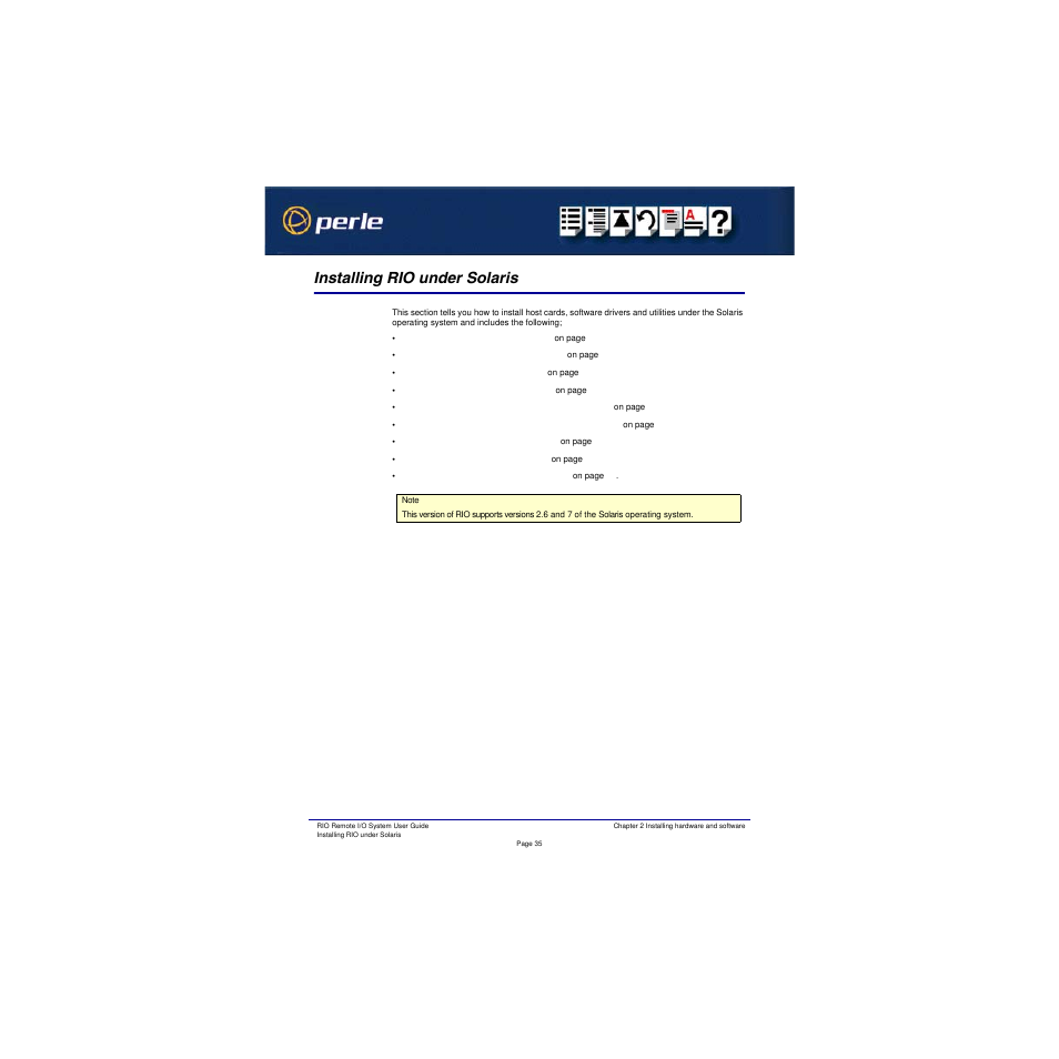 Installing rio under solaris | Perle Systems RIO 5500036-17 User Manual | Page 35 / 327