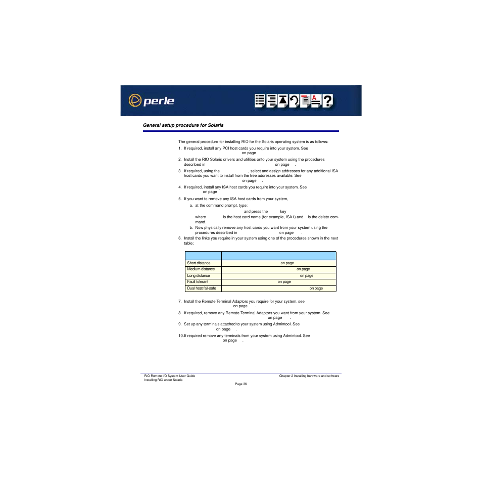 General setup procedure for solaris | Perle Systems RIO 5500036-17 User Manual | Page 36 / 327