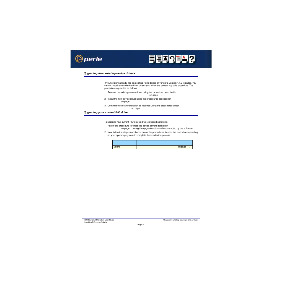 Upgrading from existing device drivers, Upgrading your current rio driver | Perle Systems RIO 5500036-17 User Manual | Page 38 / 327