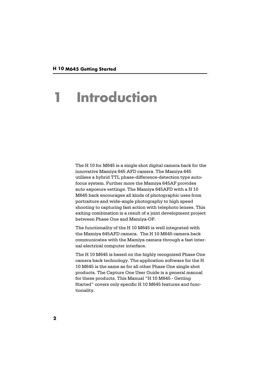 1introduction | Phase One H 10 M645 User Manual | Page 4 / 15