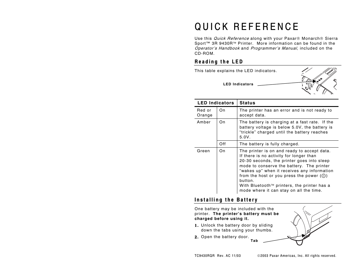 Paxar 3R 9430R User Manual | 4 pages