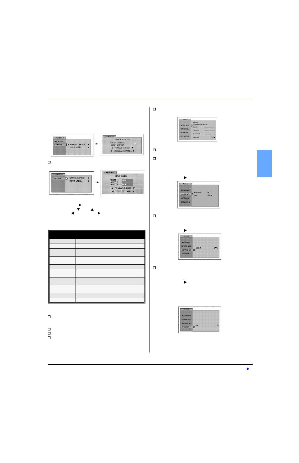 En g l is h channels, Audio | Panasonic CT 36SL13 User Manual | Page 17 / 80
