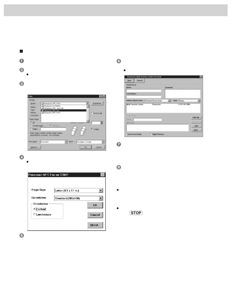 Comienzo rápido en español, Envío de faxes desde la aplicación windows | Panasonic KX-FM255 User Manual | Page 132 / 144