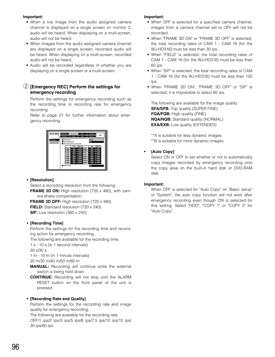 Panasonic WJ-HD316 User Manual | Page 96 / 160