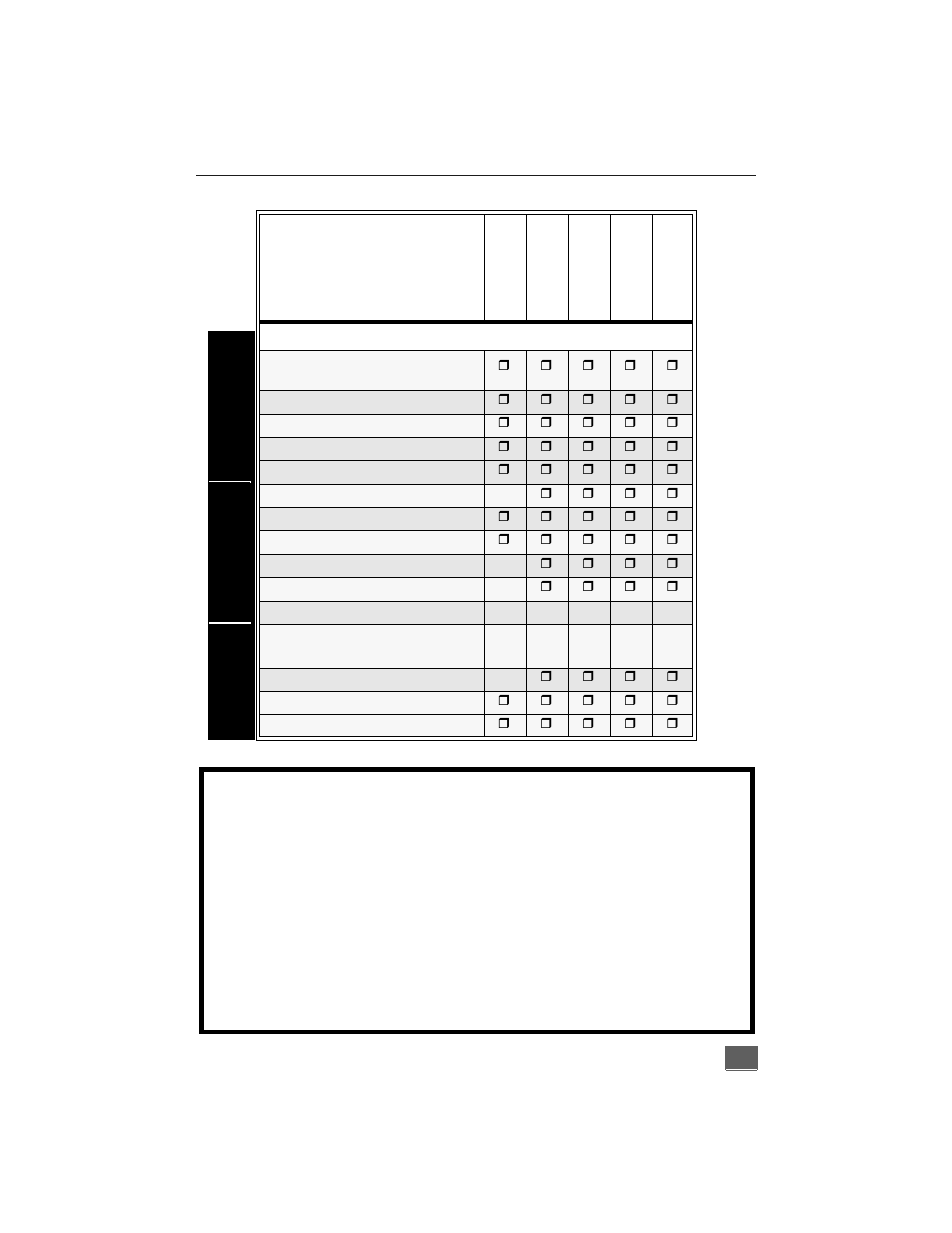 Tabla de comparacion de carateristicas | Panasonic CT-27G6 User Manual | Page 19 / 32