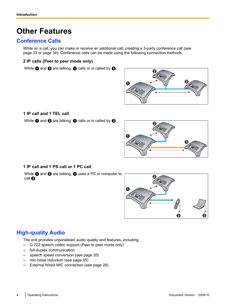 Other features, Conference calls, High-quality audio | Panasonic KX-NT700 User Manual | Page 4 / 72