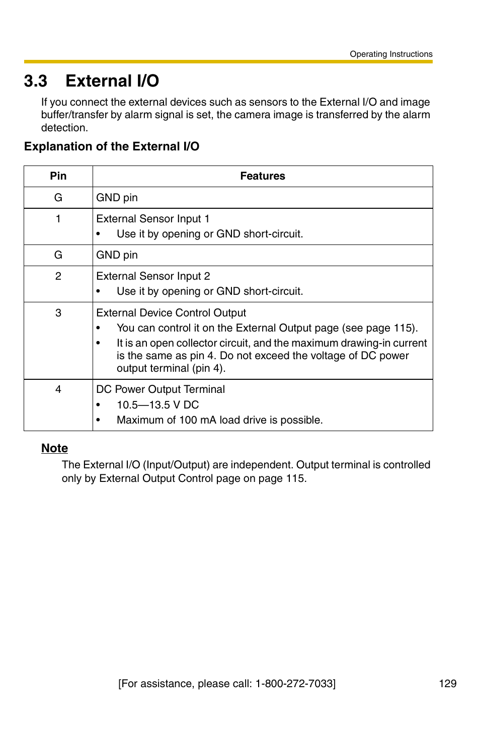 3 external i/o | Panasonic BB-HCM371A User Manual | Page 129 / 160
