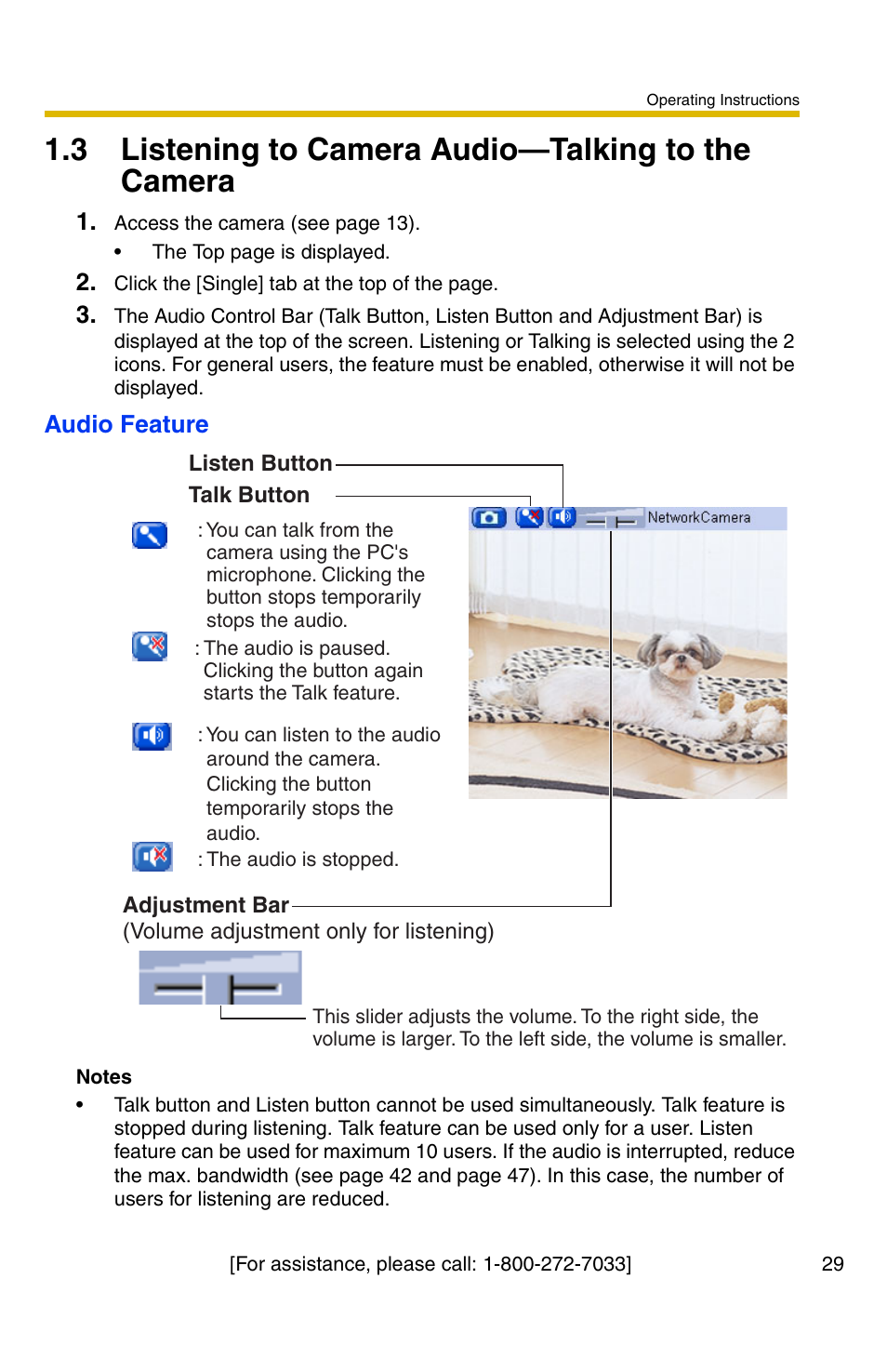 3 listening to camera audio-talking to the camera, E 29, 3 listening to camera audio—talking to the camera | Panasonic BB-HCM371A User Manual | Page 29 / 160