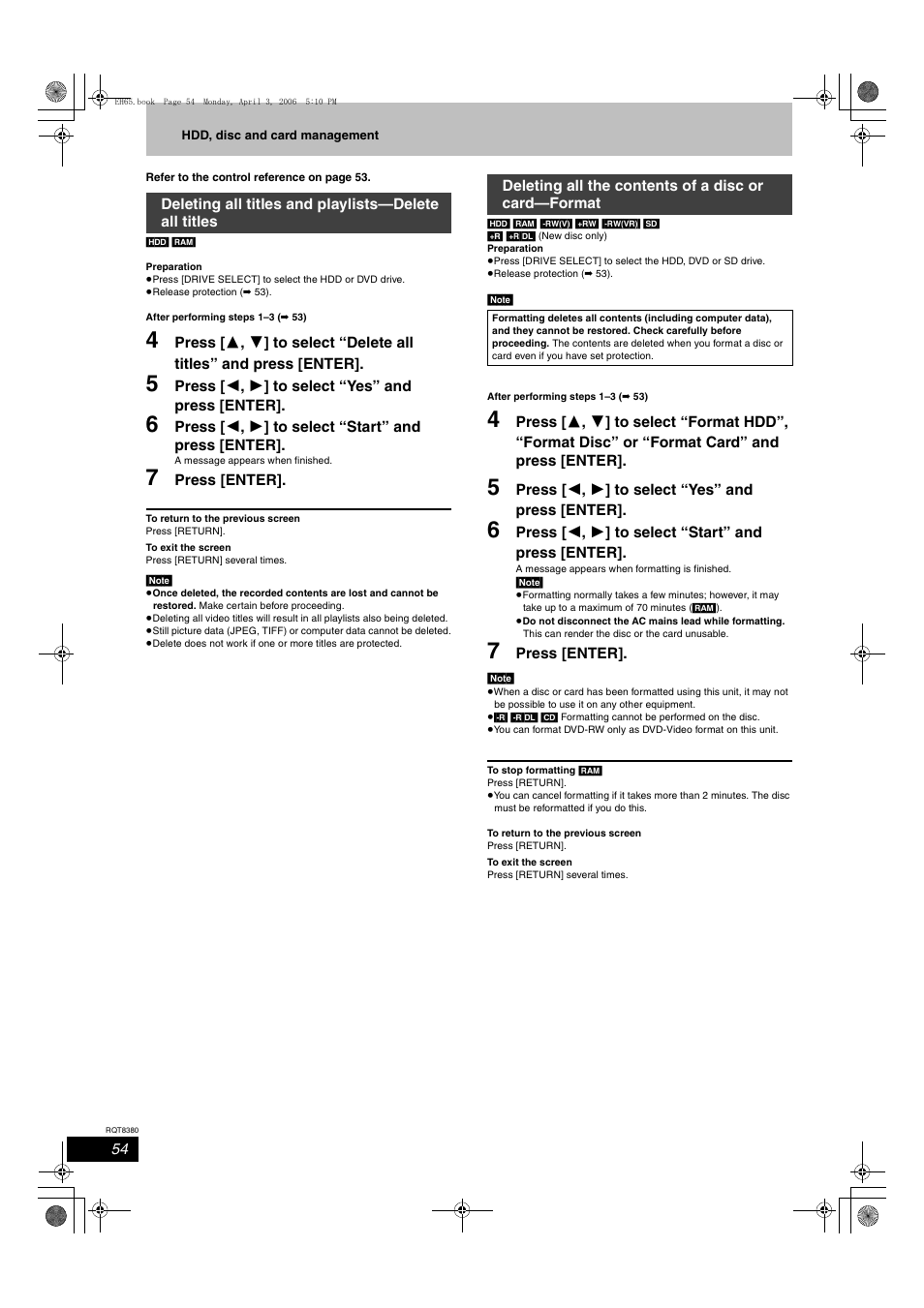 Panasonic DIGA DMR-EH65 User Manual | Page 54 / 76