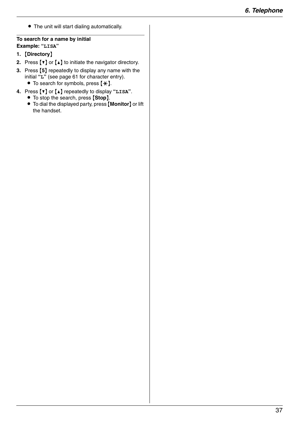 Telephone 37 | Panasonic KX-FLM671 User Manual | Page 37 / 92