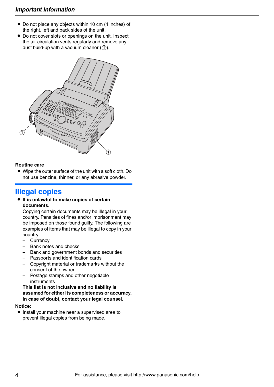 Illegal copies | Panasonic KX-FLM671 User Manual | Page 4 / 92