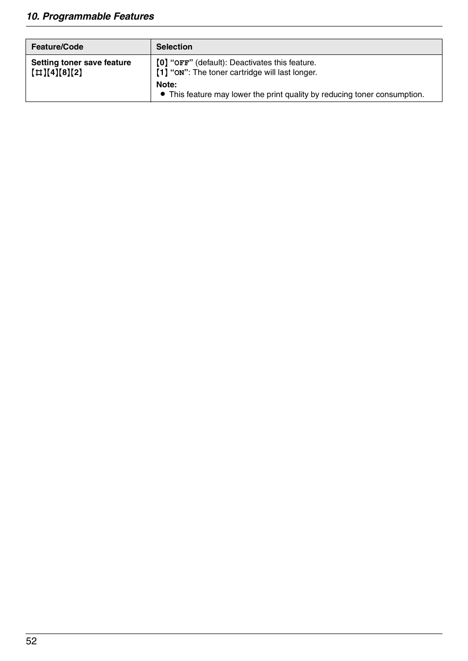Programmable features 52 | Panasonic KX-FLM671 User Manual | Page 52 / 92