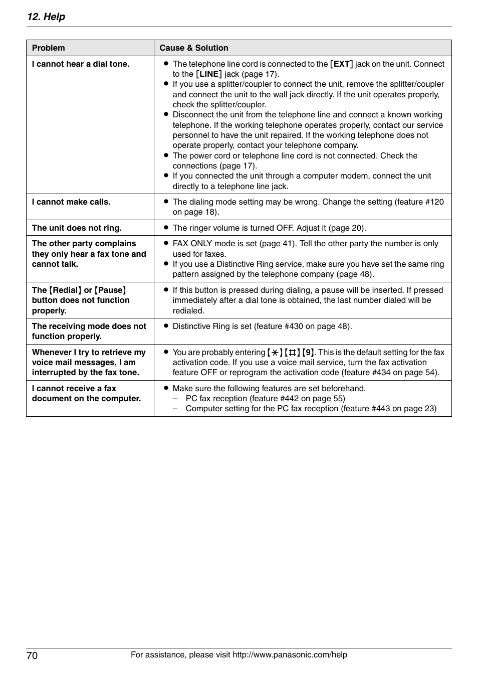 Help 70 | Panasonic KX-FLM671 User Manual | Page 70 / 92