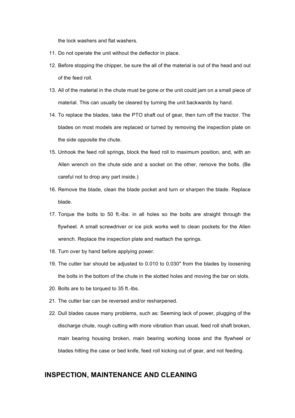 Inspection, maintenance and cleaning | Panasonic PTO 540 RPM User Manual | Page 7 / 12